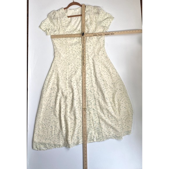 Mod Ref Maxi Button Up Dress Pattern Cream Blue Size Large - Picture 6 of 8